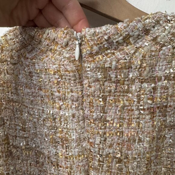 Badgley Mischka Tan Metallic Tweed Size 6 Dress - Picture 6 of 11